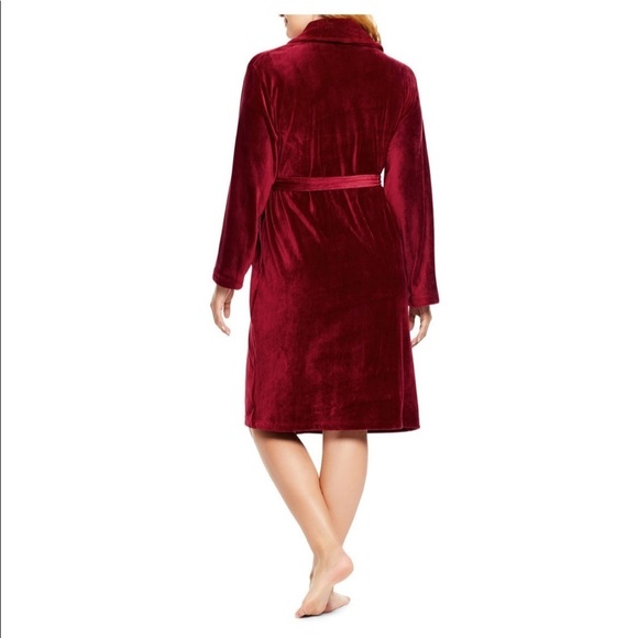 New Womens Plush Cozy Velour Robe Wine - Picture 3 of 10